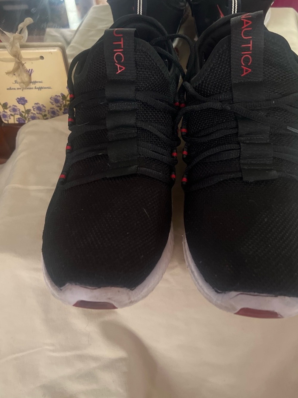 Nautica Black Sneakers with Red Accents
